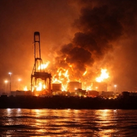 CẢNG SALALAH BỊ TẤN CÔNG, CHÁY LỚN - HUB CONTAINER TRUNG ĐÔNG BUỘC TẠM DỪNG